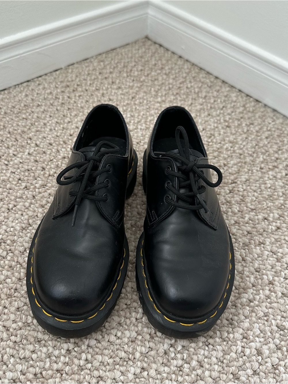 1461 Bex Smooth Leather Oxford Platform Shoes in Black Size 6